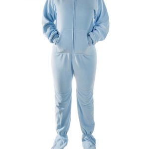 FootedPjz Adult Fleece Footed Pajamas with hood and pockets, Medium abdl